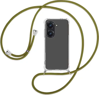 Produktbild von Handykette Backcover-Schutzhülle mit Band (Metall silberfarben) für Asus Zenfone 9 / Zenfone 10 (5.9'') - khaki