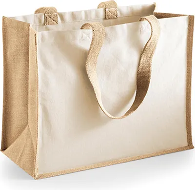 Obrázok produktu pre Westford Mill W422 | Printers' Jute Classic Shopper - 42 x 33 x 19 cm - Farba: Natural - Veľkosť: Jedna veľkosť