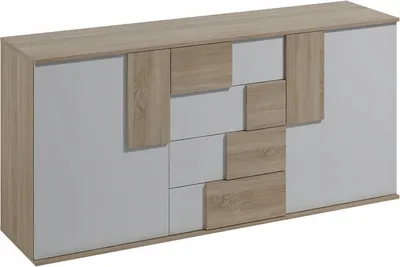 Produktbild von Masseno Kommode ESTRADA 181 cm Sideboard mit 4 Schubladen und 2 Türen für Wohnzimmer Schlafzimmer Modern 181x45x85 cm Sonoma Eiche / Weiß