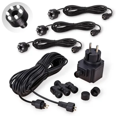 Produktbild von CLGarden 3 LED Ringe kalt weiß Brunnenbeleuchtung Set inkl. 12 Volt Trafo Quellstein