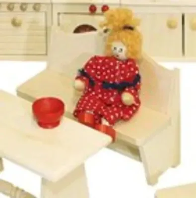 Produktbild von Puppenhausmöbel Küche Rustikal, Küchenbank mit Lehne