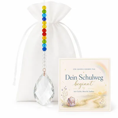 Produktbild von MilaBoo® Sonnenfänger zur Einschulung – Geschenk mit Karte im Organzasäckchen, Glücksbringer für Schultüte, Schulstart & 1. Schultag