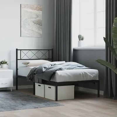 Produktbild von Bettgestell mit Kopfteil Metall Schwarz 100x200 cm