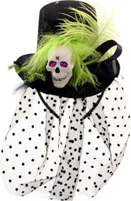 Produktbild von Halloween - Haarreif mit Totenkopfhut & Federn Hut Kostüm gruselig