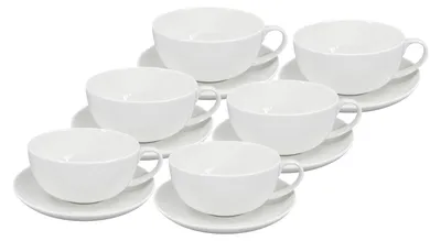 Obrázek produktu pro Sada 6 ks - porcelánový šálek s podšálkem Luna 250 ml, bílý