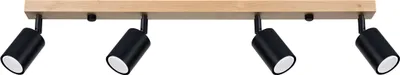 Produktbild von Deckenleuchte VERDO 4 schwarz 4xGU10 10W Stahl/Holz 17.5x65x96cm Sollux Lighting