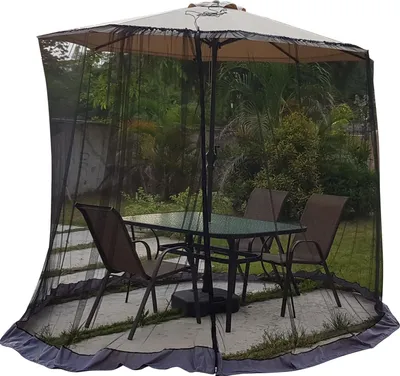 Produktbild von Sonnenschirm-Moskitonetz für den Außenbereich, Pavillon, mückensicher, gerade Stange, Schirmzelt---A2-Bananenschirm mit gebogenem Arm, 250–300 cm