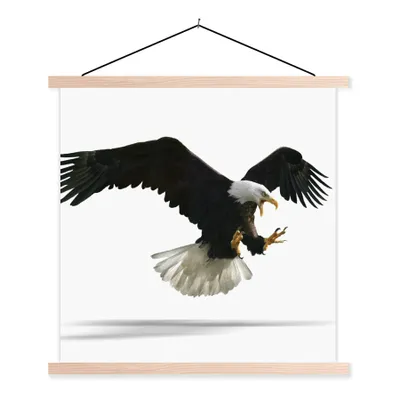 Produktbild von MuchoWow® Textilposter Adler - Vogel - Weiß 60x60 cm mit holzfarbenen Rahmen - Wanddekoration