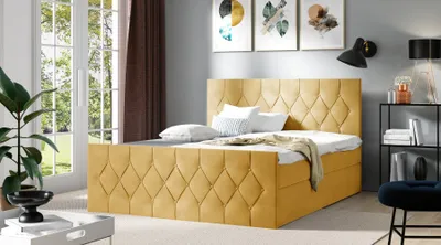 Produktbild von Polsterbett TIBOR LUX – 160x200, Gelb + GRATIS Topper