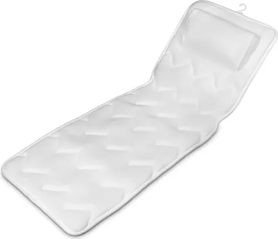 Produktbild von Navaris Badewannenmatte Ganzkörper mit Kissen - 125x42cm Matratze für Badewanne Badewannenkissen Badewanneneinlage weich - Mesh Matte in Weiß