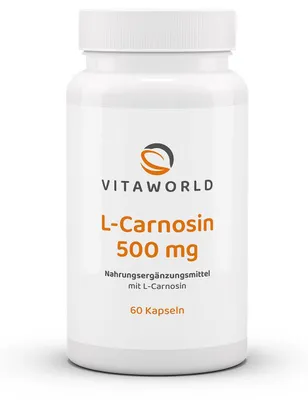 Immagine prodotto di Vitaworld L-Carnosina 500 mg | 60 capsule | 500 mg di L-Carnosina per capsula | prodotto in Germania | vegano