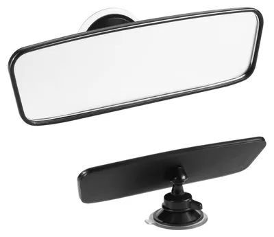 Zdjęcie produktu dla Lusterko wsteczne do samochodu, uniwersalne, z możliwością obrotu o 360°, mocne przyssawki, wymiary 200x60 mm, bez zarysowań, antyrefleksyjne, redukcja martwego pola
