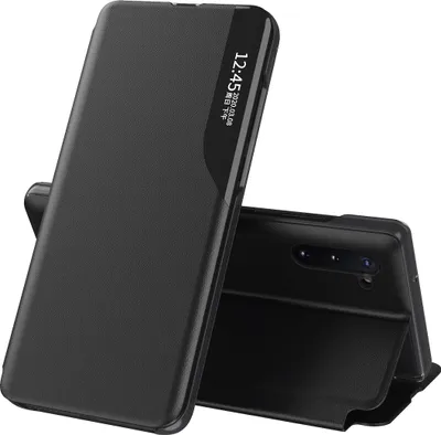 Produktbild von LaimTop Hülle für Galaxy Note 10, Smart View Fenster Flip Stand Cover Kunstleder Schutzhülle für Samsung Galaxy Note 10 Schwarz
