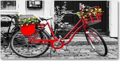 Produktbild von Tulup® Glas-Bild - 100x50 -Wandkunst - Wandbild hinter gehärtetem Sicherheitsglas  - Sehenswürdigkeiten & Architektur - Citybike - Rot