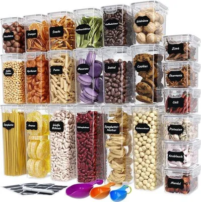 Produktbild von 24-teilige Vorratsdosen-Set, BPA-frei, luftdicht, Spülmaschinenfest, weiß