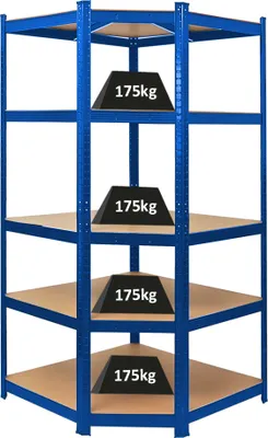 Produktbild von Eckregal Ragnar | HxBxT 180x90x60cm | Fachlast 175kg | Blau