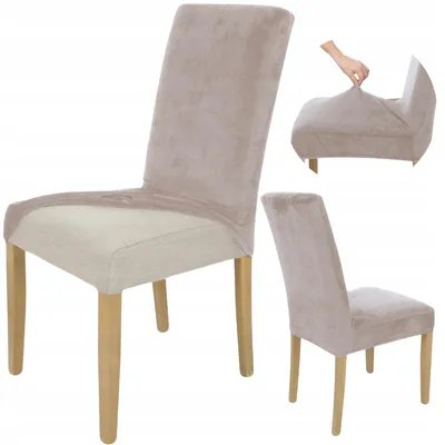 Produktbild von Stuhlhusse Stretch kühles Grau - Samt - Universal - Esszimmer Stuhlbezug - 1 Stück