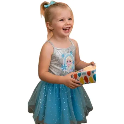 Produktbild von Disney Elsa Eiskönigin Kleid Gr. 104/110 Sommerkleid Tüllkleid Kostüm Geburtstag blau