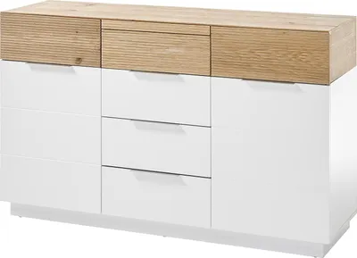 Produktbild von home24 Sideboard - Eiche / Weiß - Echtholzfurnier