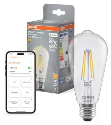 Obrázok produktu pre OSRAM 4099854530043 Klasické tvary žiaroviek s technológiou Matter Stmievateľné 6 W 806 lm