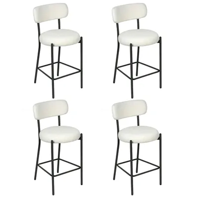 Produktbild von 4er Set Esszimmerstühle,Polsterstuhl Küchenstühle,Teddy Stoff Runde Boucle Wohnzimmerstuhl,Ergonomisches Design,für Esszimmer und Wohnzimmer Weiß