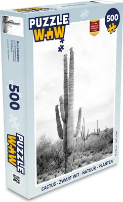 Produktbild von MuchoWow® Puzzle 500 Teile Kaktus - Schwarz und weiß - Natur - Pflanzen - Denken - Spiel - Toy