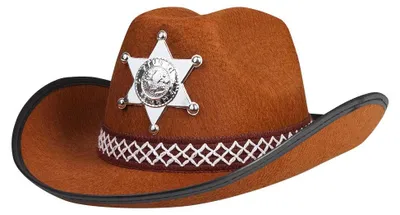 Immagine prodotto di Cappello da cowboy western bambino - cappello da bambino Sheriff Junior in marrone