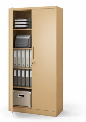 Produktbild von Büroschrank C001 Aktenschrank Lagerschrank Mehrzweckschrank Metallschrank 4 Fachböden Pulverbeschichtung Stahlblech 185 cm x 90 cm x 40 cm, Farbe : Beige