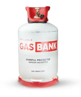Imagen del producto de GasBank LS 11 kg: Botella de gas licuado del petróleo (GLP) de acero ligero para autollene, con un límite de llenado del 80% (OPD)