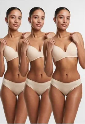 Obrázek produktu pro Dámská sportovní podprsenka Urban Classics Ladies Bonded Brazilian 3-Pack nude+nude+nude - XL
