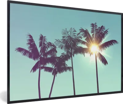Produktbild von MuchoWow® Gerahmtes Poster Palmen - Sommer - Sonne 90x60 cm - Poster mit Schwarzem Bilderrahmen Wandposter Rahmen Foto Bilder - Fotorahmen - Foto-Plakat