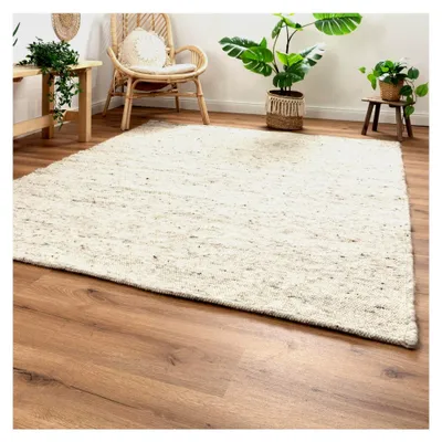 Produktbild von Handgewebter Teppich Korinth | Wollteppich aus Schurwolle | Natur Dunkel, Größe: 70x130 cm
