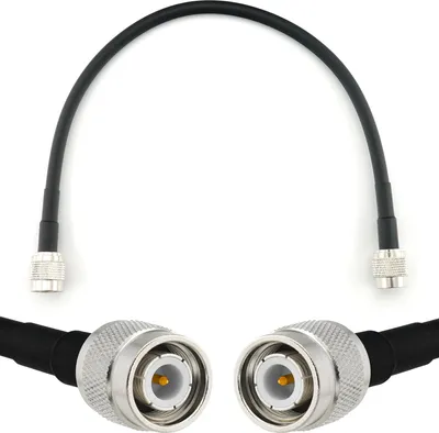Zdjęcie produktu dla 30 cm kabel koncentryczny TNC męski do TNC męskiego - przedłużacz TNC HF-240 (odpowiednik LMR 240) 0,3 m kabel połączeniowy (50 Ohm) - czarny kabel antenowy do radia HAM CB radio antena WIFI