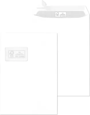 Produktbild von MAILmedia Versandtasche DIN C4 mit Fenster weiß 250 Versandtaschen