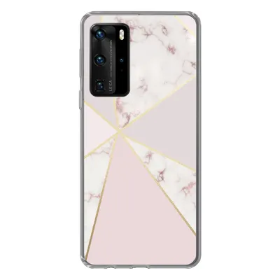 Produktbild von MuchoWow® Handyhülle Schutzhülle Hülle für Huawei P40 Pro Marmor - Gold - Rosa Silikon Softcase Handy Hülle - Schutz