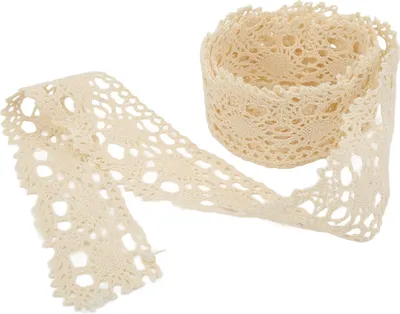 Obrázek produktu pro Krajková stuha, bavlněná nit, 9,1 m, béžová, dekorativní doplněk pro DIY dekoraci oděvů