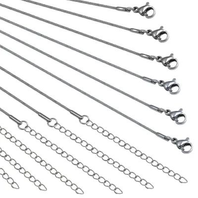 12er-Pack Silberne Edelstahl-Halsketten, 1,2 mm, 50 cm