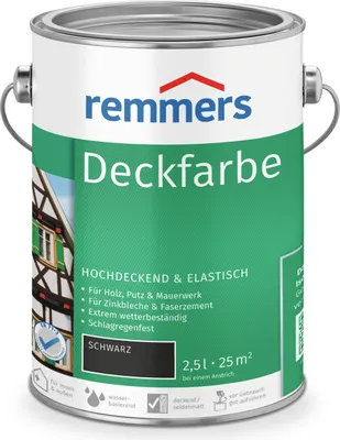 Produktbild von Remmers Deckfarbe schwarz 2,5 l, Holzlack
