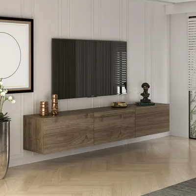 Produktbild von Saonara - TV-Schrank, 150x32x30 cm, Nussbaum Braun, 3 Fächer