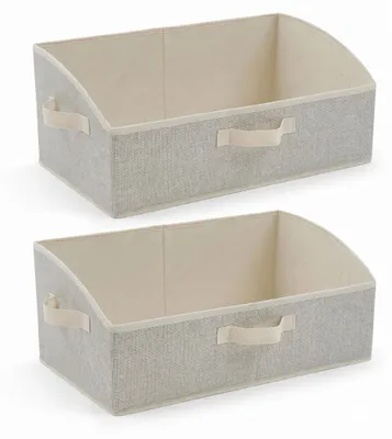 Image de Lot de 2 boîtes de rangement avec poignées - 28 litres. Boîtes pliables en tissu