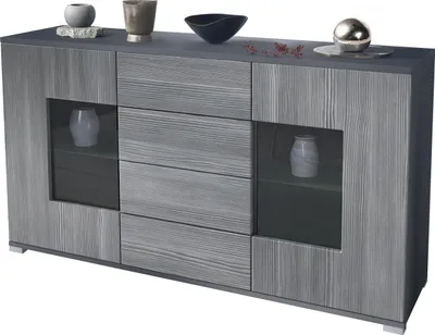 Produktbild von Vladon Sideboard Grömitz V1, Kommode mit 2 großen Türen und 4 Schubladen, Anthrazit matt/Avola-Anthrazit (138,5 x 75,5 x 35)