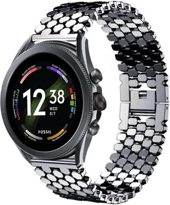 Produktbild von Strap-it Stahlarmband - Kompatibel mit Fossil Gen 6Armband 44mm Fossil uhrenarmband Fossil ersatzarmband Edelstahl für Smartwatch 22mm Armband Schwarz22mm