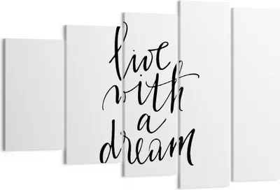 Produktbild von Bild auf Leinwand - Leinwandbild - 5 Teile - Handschriftlich Live Ein Traum - 150x100cm - Wand Bild - Wanddeko - Wandbilder - Leinwanddruck - Bilder - Wanddekoration - Leinwand bilder - EG150x100-4423