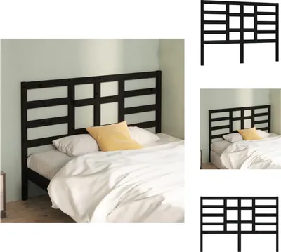 Produktbild von vidaXL Bett-Kopfteil Schwarz 146x4x104 cm Massivholz Kiefer -  Kopf- & Fußenden
