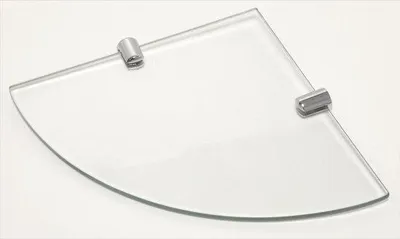 Zdjęcie produktu dla Półka narożna z tworzywa sztucznego, szkło 6 mm, 250 mm x 250 mm, hartowane szkło bezpieczne