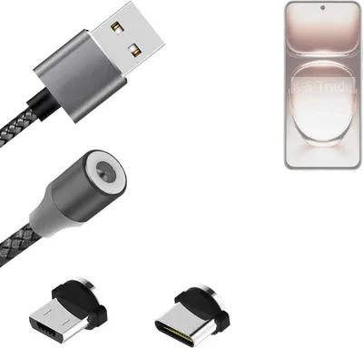 Produktbild von K-S-Trade Hochwertiges Magnet-Lade-kabel Sync-Kabel Daten-Kabel kompatibel mit Oppo Reno12 CPH2625 mit USB-Typ-C-Anschluss und Micro-USB-Anschluss 2A