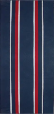 Produktbild von Strandlaken XXL aus Baumwolle, 100x200 cm, blau-rot-weiß gestreift
