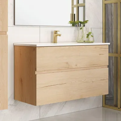Immagine prodotto di Mobile bagno sospeso rovere Londres 2 cassetti 100x45x59H