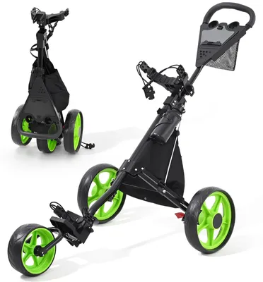 Immagine prodotto di Carrello da golf pieghevole, design compatto, impugnatura ergonomica, colore grigio chiaro