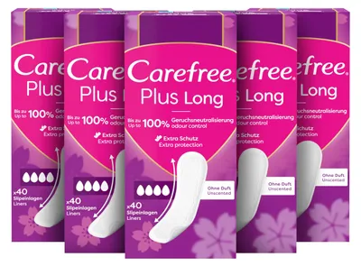 Produktbild von Carefree Slipeinlagen Plus Long ohne Duft, 5 x 40 Stk